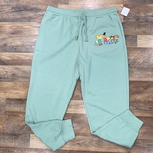 Nickelodeon‎ Women’s Rugrats + Hey Arnold Mint Green Sweatpants XXL NWT